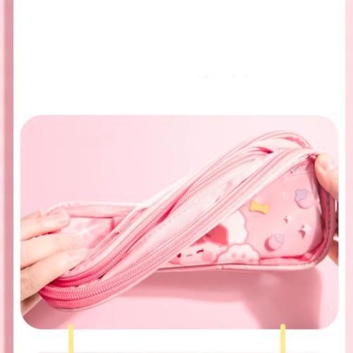 Image of Storio Pencil Box Pouch for School Kids Girls & Boys Aesthetic | Cute Stationary Compass Box Case Organiser Purple /Pink (Color as per Availability)