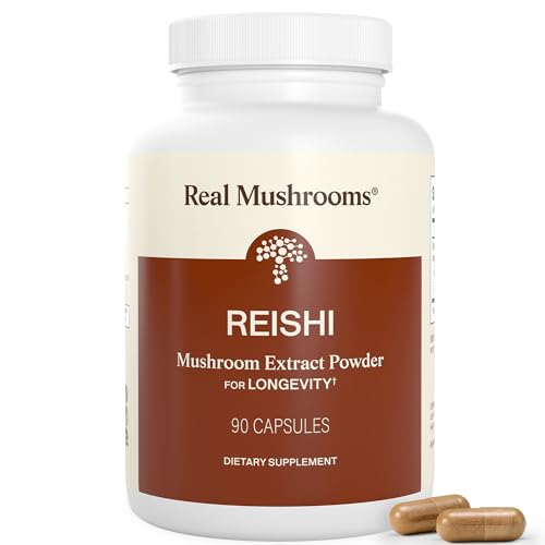 Real Mushrooms Reishi Mushroom Capsules - Handpicked Organic Mushroom Extracts - Red Reishi for Tranquil Daily Wellness with Verified Beta Glucans Vegan, Non-GMO, No Grain Fillers, 90 ct