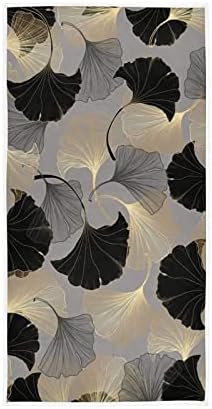 Toallas de mano de baño de ginkgo dorado de lujo, toallas de cocina color negro y plateado, toallas de cocina de calidad suave, toallas de primera