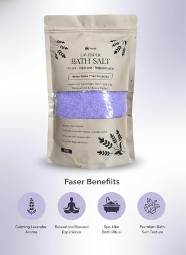 Image of Lavender Bath Salt - 1kg Bulk Pack | Pure Epsom & Sea Salt with Lavender Essential Oil | Stress Relief & Muscle Recovery Soak | Natural Aromatherapy for Better Sleep & Soft Skin | Ideal for Foot & Body Spa