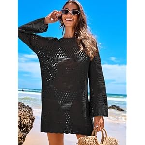 ANRABESS Women Swimsuit Crochet Swim Cover Up 2025 Summer Bathing Suit Swimwear Mesh Knit Beach Dress Vacation Outfits