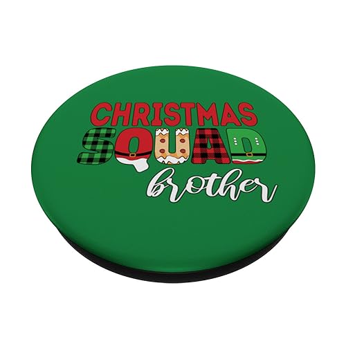 Christmas Squad Brother - Merry Xmas Santa Holiday Squad PopSockets Swappable PopGrip, Black - Image 2