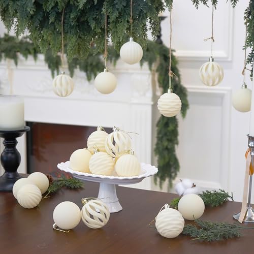 Image of 3.15inch Velvet Christmas Ornaments for Xmas Tree, 12 pcs Flocked Christmas Balls Set Assortment for Holiday Decor
