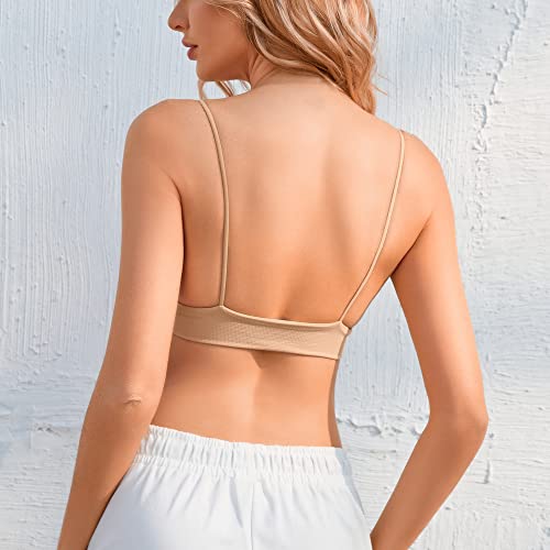 Image of INIBUD Bralette for Women Triangle Cups Removable Padded Wire Free Pull On Closure