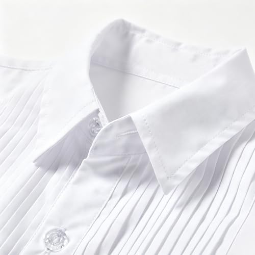Image of Boys' Formal Tuxedo Shirt Long Sleeve Black Dress Shirts with Bow Tie