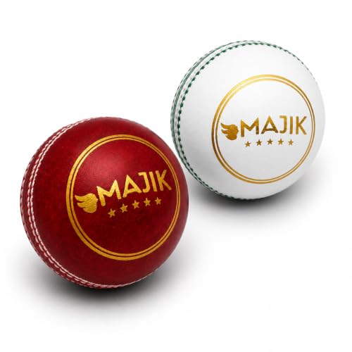 Image of Kabello Cricket Leather Ball for Tournament Game Practice Ball for Matches Water-Resistant and Hand-Stitched Leather Ball (Set of 3 Balls)