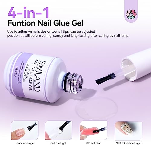 SAVILAND Toe Nail Tips and Glue Gel Kit - Gel Nail X Kit for Toes Poly Press On Toes Nails Kit with Nail Drill 500 Pcs Fake Toenails Tips with Nail Glue Acrylic Nail Kit Nail Lamp Salon At Home Gift