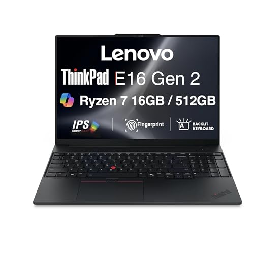 Lenovo ThinkPad E16 Gen 2 Business Laptop 16.0' IPS FHD+ Display (AMD Ryzen 7 250 (Ryzen 7 7735U), 16GB DDR5, 512GB PCIe SSD, Copilot, Backlit Keyboard, Fingerprint , Wi-Fi 6, 1080p Webcam, Win11Pro)