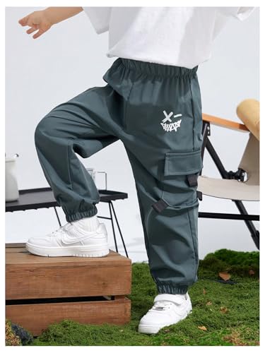 GORGLITTER Boy's Pants Cargo Smiley Face Graphic Preppy Workout Sports Trousers4