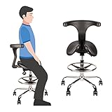 AOPARTS Ergonomic Saddle Stool, Rolling Adjustable Saddle Chair with Back Support for Posture Improvement, Split Seat Style, Alleviate Hip and Back Pain, Salon Massage Dental Lab Home Office Student