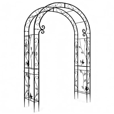 RUCOIN Garden Arch – 51"(L) x 88"(H) Metal Arbor, Thickened Rust-Proof Steel Pipe, Garden Gate Arch for Backyard Entry, Trellis for Climbing Plants Outdoor, Walkway Arbor for Yard, Patio, Courtyard