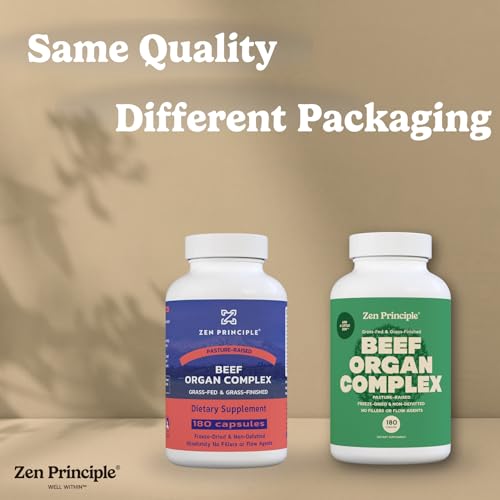 Zen Principle Grass Fed Beef Organs Supplement – Desiccated Liver, Heart, Kidney, Pancreas, Spleen, Intestine & Tripe/Stomach – Grass-Fed & Grass-Finished on the Natural Pastures of New Zealand 2-Pack