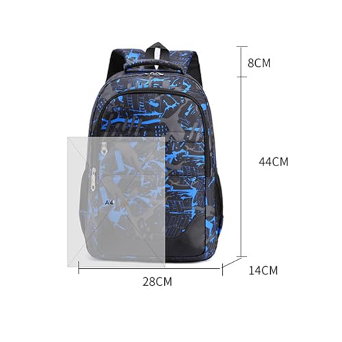 Camouflage Grundschule Schule Schwarz Schulrucksack für Jungen Campus Schule Mädchen Blau Schulranzen Teenager Mädchen Grundschulranzen mit Federmäppchen und Umhängetasche(blau)