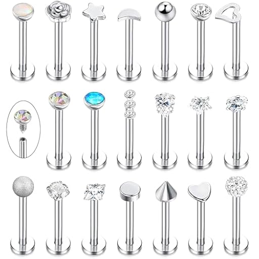LOLIAS 20 Piezas Tragus Cartílago Piercing Helix Stud Pendientes para Mujer Hombre Piercing Oreja Labio Nariz Acero Inoxidable CZ Bolas Corazón Flor Medusa Flatback Piercing 16G | Ya disponible en tu tienda friki favorita! En mundofriki.es!