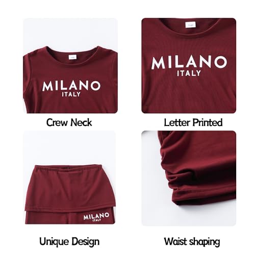 Image of OLMRJKD Girls 2 Piece Outfits Long Sleeve Letter Printed Sweatshirt & Flared Pants Fall Clothing Set Size 7-14 Years