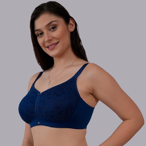 Image of SOIE Women Non Padded Non-Wired Full Coverage Minimizer Lace Bra