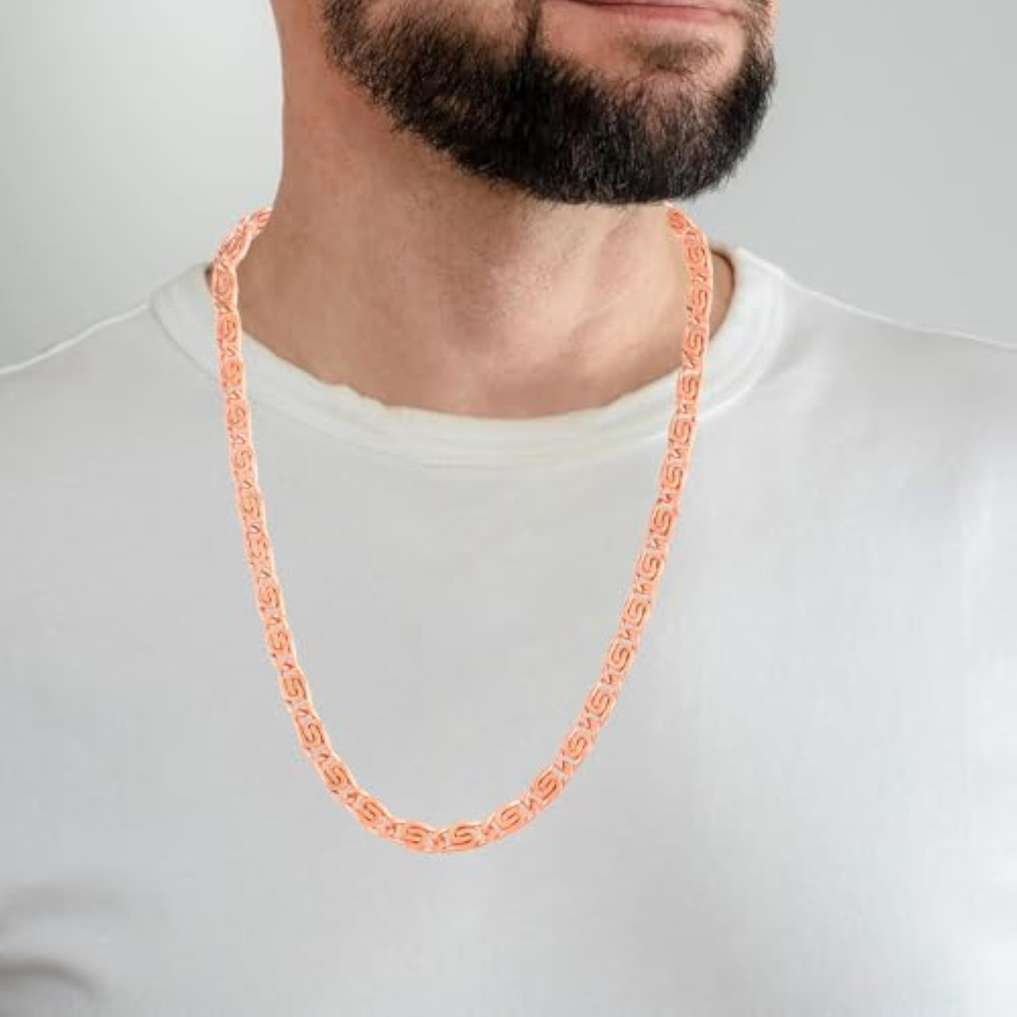 Women's Pure Copper Chain Necklace, Pink Rose Gold Finish