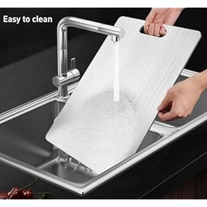 Titanium Cutting Board - 100% Pure Titanium Cutting Boards for Kitchen - Cutting Edge Hygiene & Durability, 1 Pack Double Sided Medical-grade Titanium Cutting Mat, Easy to Clean (14 x 10 inch) Titanium Cutting Board 100 Pure Titanium Cutting Boards for Kitchen Cutting Edge Hygiene Durability 1 Pack Double Sided Medical grade Titanium Cutting Mat Easy to Clean 14 x 10 inch