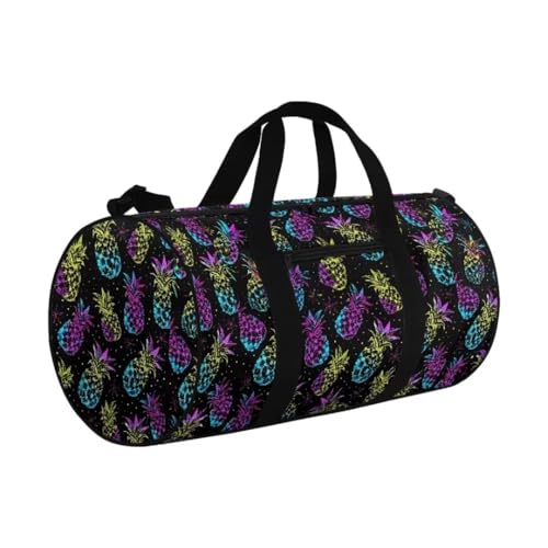 Boatee Pineapple Duffle Bag for Travel Duffel Bag for Men Large Gym Bag Casual Luggage Bag Multifunctional Handle Shoulder Bag with Adjustable Strap Lightweight Weekender Hand Bag for Sport Camp Black2