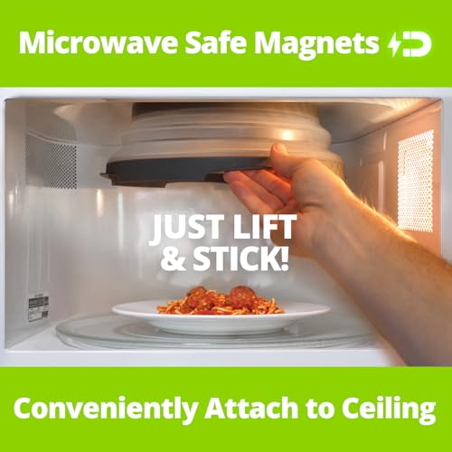 High Power Magnetic Microwave Splatter Cover with strongest magnetic grip, Collapsible 12-Inch BPA-Free Food Lid, Vented Plate Guard, Dishwasher Safe, Space-Saving Magnetic Storage - Gray