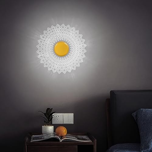 Image of Lamp master Nova para 3-in-1 LED Wall & Ceiling Light | 23cm Decorative Acrylic Flower Lamp | Antique Gold Finish | Modern Home Wall Decor for Bedroom, Living Room, Hallway, Gifts, Home & Office