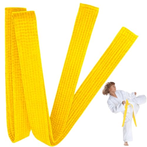 GJKLO 160cm Kimono karate bambino Cintura Judo Karate Sportive Arti Marziali Cinture Taekwondo Professionale Aikido Cintura Bambini Cintura Arti Marziali Karate Arti Marziali Cinture（Giallo）