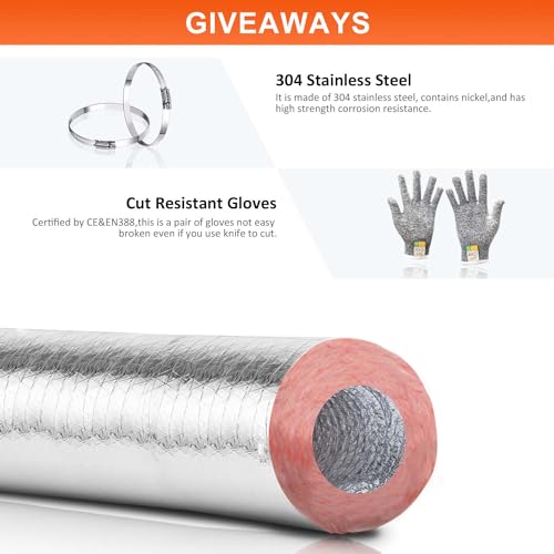 Cuchiilo 6 Inch 25 Feet Insulated Flexible Duct R8,HVAC Insulated Flex Ducting 6'' X 25,Silver Jacket-R8 Ductwork,Heating and Air Conditioning (HVAC) Systems by Cuchiilo - Image 6