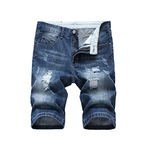 Short en jean déchiré pour homme KEHAIOO bleu coupe cheville taille 2