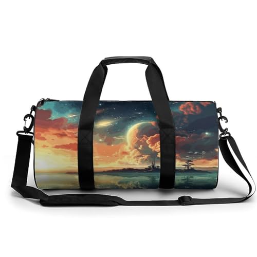Anime Sky Gym Bag for Men Women, Sturdy Oxford Cloth Travel Bags with Removable Shoulder Strap, Waterproof Duffel Bag for Fitness, Travel, Yoga
