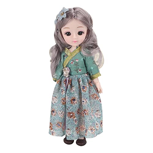 Folpus 23cm BJD Mädchenpuppe mit Kleid & Schuhen Abnehmbare Gelenke Modepuppe 1/8 Puppe Anziehspielzeug für Kleinkinder…