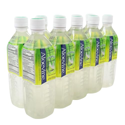 Aloevine Aloe Vera Drink Coconut healthy juice pure with chunks of aloe l 16.9 oz. 10 pack l plant based Vegetable Korean drinks