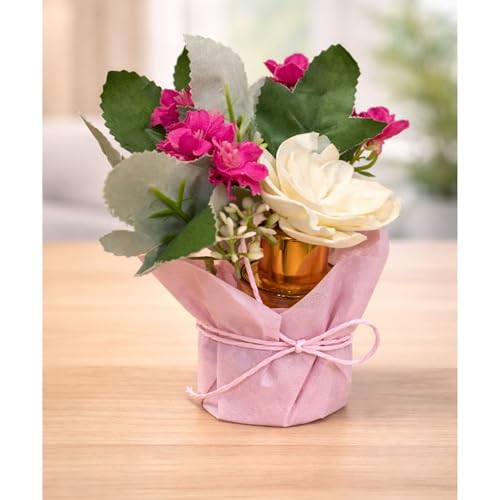 Image of French Vanilla Flower Diffuser with Artificial Flower Bouquet | Long Lasting Home Fragrance | Decorative Flowers for Living Room, Bedroom & Office | Premium Gift for Housewarming & Occasions