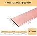 T2 Copper Flat Bar Straight Rod, T2 Copper Busbar Pure Flat Strip, Solid Bar for Electrical Grounding, Power Supply, and Industrial Equipment(1mm*25mm*500mm)