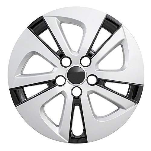 Fuel Rider 15 inch Silver & Black ABS Hubcap Wheel Cover Compatible with 2016-2018 Toyota Prius (Set of 4) Wheelcovers for 15 inch Standard Steel Wheels- Auto Tire Cover Replacement Exterior Cap Cover