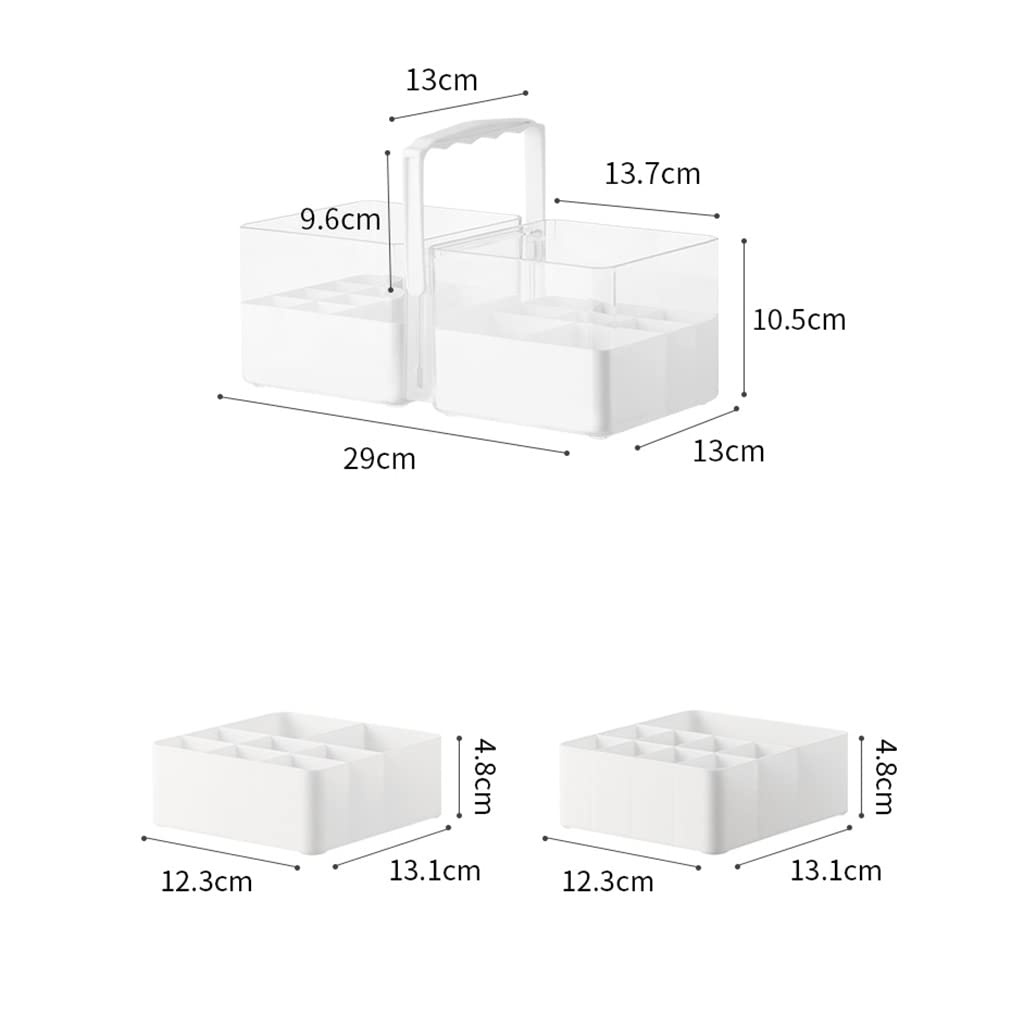 Organizer trasparente per mensole da bagno squisite, organizer per cosmetici in plastica per conservare prodotti per la cura della pelle, rossetto, cancelleria per ufficio, con manico, lavabile (Color