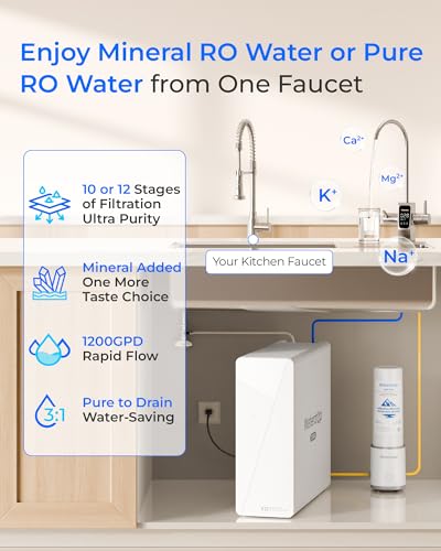 Image of Waterdrop X12-Plus Dual Flow RO Water Filter System, Alkaline Mineral pH+ | 1200 GPD Under-sink RO System, 12-Stage Filtration Tankless RO, Dual Flow Faucet (RO & Mineral Water), BPA-Free