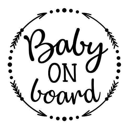 Image of PLU Baby On Board Arrow Circle Black Decal Vinyl Sticker | Cars Trucks Vans Walls Laptop | Black | 5.5 x 5.4 in | PLU995