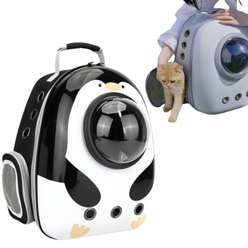 Ziuuihuペットキャリーバッグ ペット リュック 宇宙船カプセル型 ペットバッグ 犬猫兼用 ネコ ニャンコ 犬 バッグ リュック型ペットキャリー ペットキャリー バッグ ケージ ペットリュック 猫バッグ 猫キャリーバック ,ホワイトレッド (ペンギン)