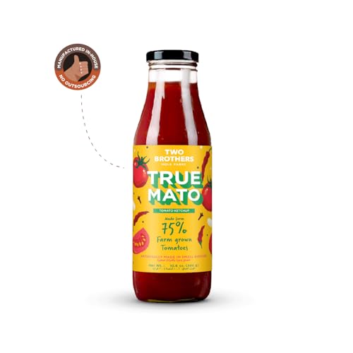 Image of Two Brothers Organic Farms Truemato Ketchup - Spicy Tomato Ketchup 300g | Naturally Made with 75% Fresh Tomatoes | No Refined Sugar | Upgraded (Pack of 2)