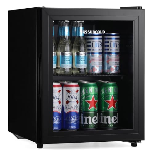 Subcold Cave35 Mini Refrigerator 35L with Glass Door and LED Light | Compact Refrigerator for Bedrooms Gaming Rooms Man Caves Offices & Home Bars Energy Efficient