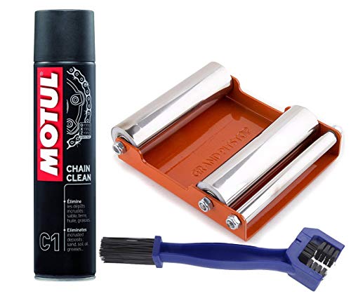 Image of Grand Pitstop BBC1400RollerM Motul C1 Chain Clean and Paddock Stand GRoller, Medium (3-Pieces, 400 ml)