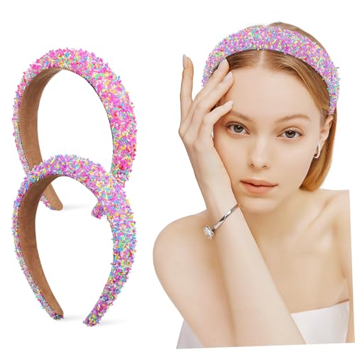 CALLARON 2pièces Bandeaux Larges Rembourrés Pour Femme Antidérapants Et Colorés Accessoires Pour Cheveux Pour Anniversaire Et