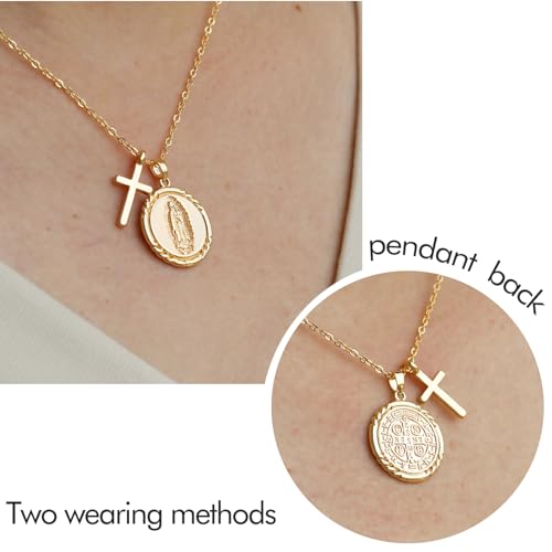 Gold Necklace for Women Virgin Mary Angel Butterfly Necklace Sister New Mom Friendship Necklace Birthday Christmas Gift4