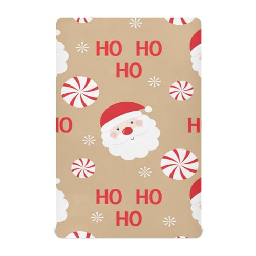 Moudou Christmas Santa Claus Playard Sheet for Boy Girls, Soft Breathable Fitted Toddler Sheet for Standard Playard Bed Mattress, 39 x 27 x 5 Inch