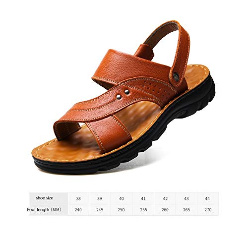 LZK Sandalias para hombre: sandalias de punta abierta de verano duraderas, sandalias de cuero genuino Parte inferior gruesa, zapatos de playa transpirables y casuales, dos formas de vestir