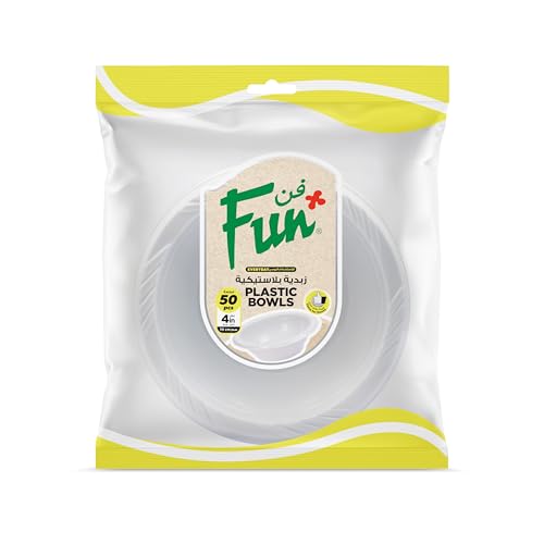 FUN BY AL BAYADER فن Everyday Disposable Plastic Bowl Set Small 10 Cm Pack Of 50