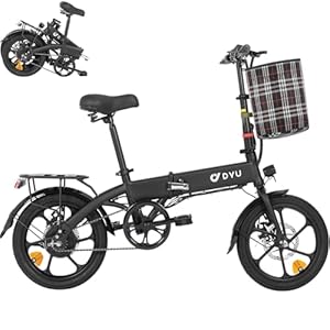 DYU Opvouwbare Elektrische Fiets, Draagbare E-Bike,Slimme Elektrische Fietstrapondersteuning,Superkracht,Draadloze Sleutel Starten,Afneembare Voormand,Unisex Volwassen Jeugd