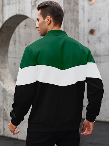 Image of HYPESTFIT Mens Lightweight Jacket Casual Bomber Jacket Color Block Varsity Coat