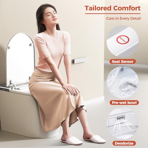 Smart Toilet, One Piece Toilet with Bidet Built in, Modern Tankless Toilet with Heated Toilet Seat, Bidet Warm Water, Dryer, Auto Toilet Flushing, Foot Sensor Operation - Image 6