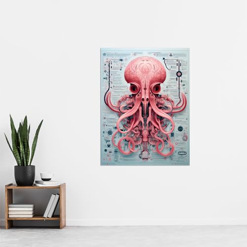 Artery8 Weapons Grade Octopus Robot Hybrid Secret Military Schematic Blueprint Futuristic Complex Arcane Manuscript Gift For Him Man Cave Extra Large XL Wall Art Poster Print - Image 4